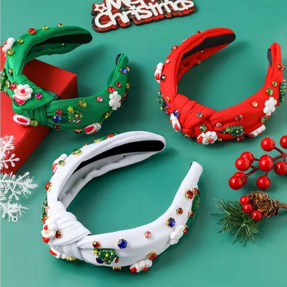 Christmas Rhinestone Knotted Headbands - Picture 2 of 4